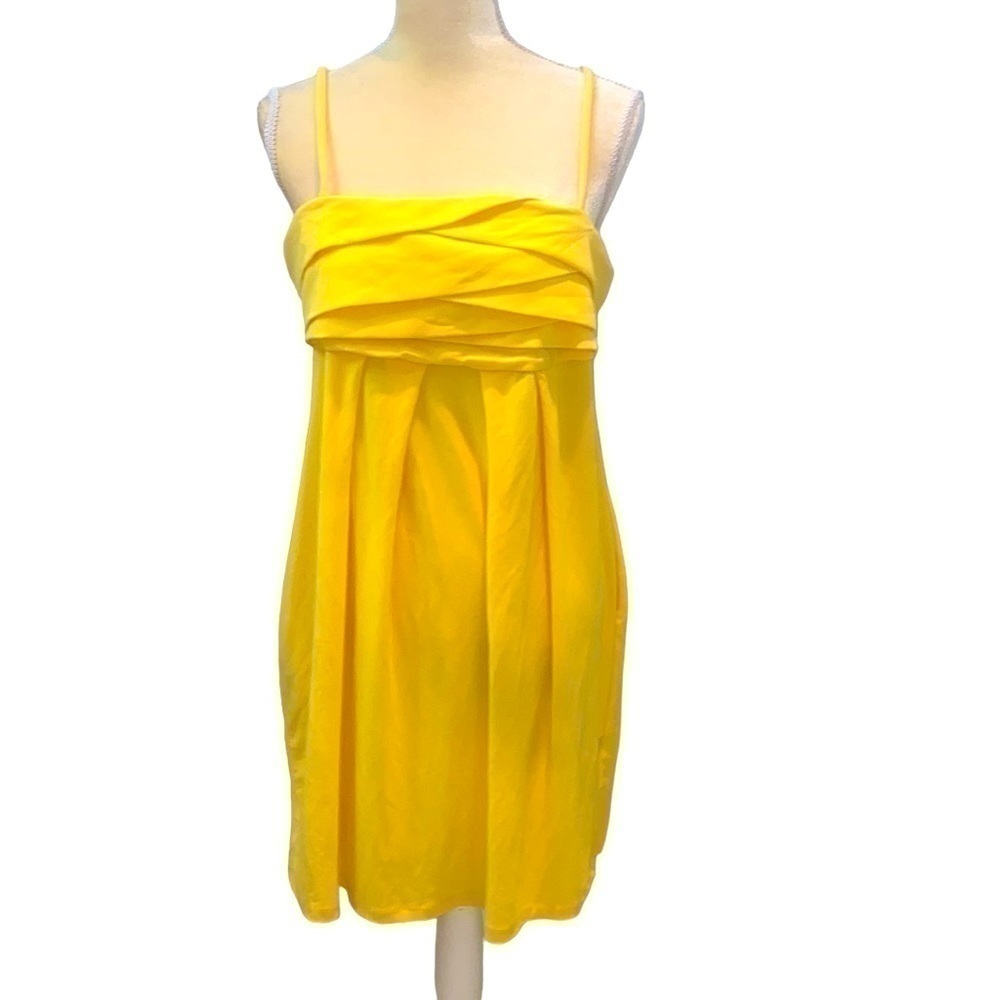 Essentials by ABS marigold yellow poly/ spandex dress. Spaghetti straps. Size10.